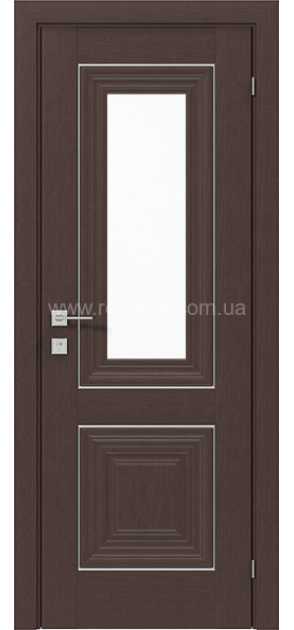 Межкомнатные двери с ПВХ покрытием Versal Esmi со стеклом 1 с молдингом Basic хром (Esmi-G1m-Basic-Chr)