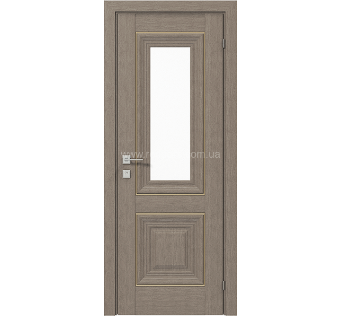 Міжкімнатні двері з ПВХ покриттям Versal Esmi зі склом 1 з молдингом Basic золото (Esmi-G1m-Basic-Gold)