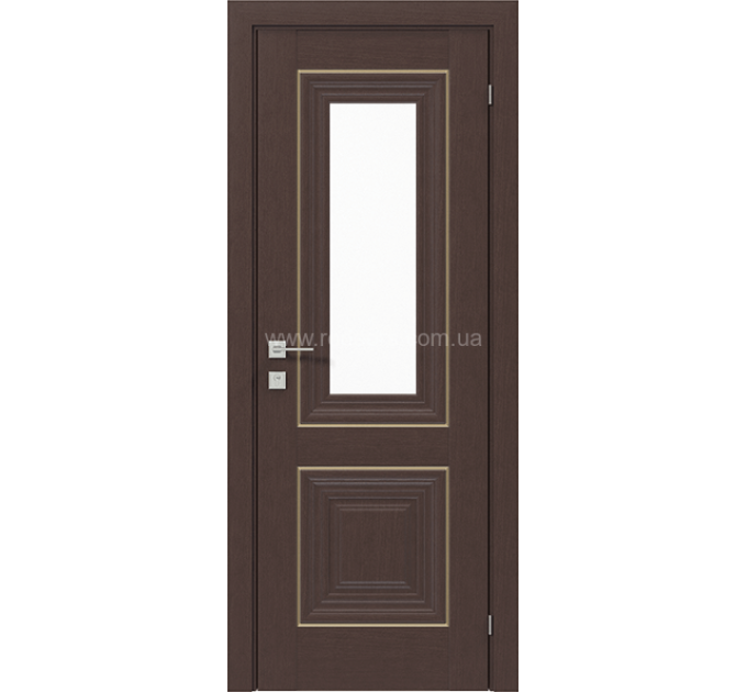 Межкомнатные двери с ПВХ покрытием Versal Esmi со стеклом 1 с молдингом Basic золото (Esmi-G1m-Basic-Gold)