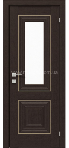 Міжкімнатні двері з ПВХ покриттям Versal Esmi зі склом 1 з молдингом Basic золото (Esmi-G1m-Basic-Gold)
