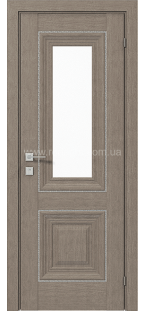 Міжкімнатні двері з ПВХ покриттям Versal Esmi зі склом 1 з молдингом SMALL хром (Esmi-G1m-SMALL-Chr)