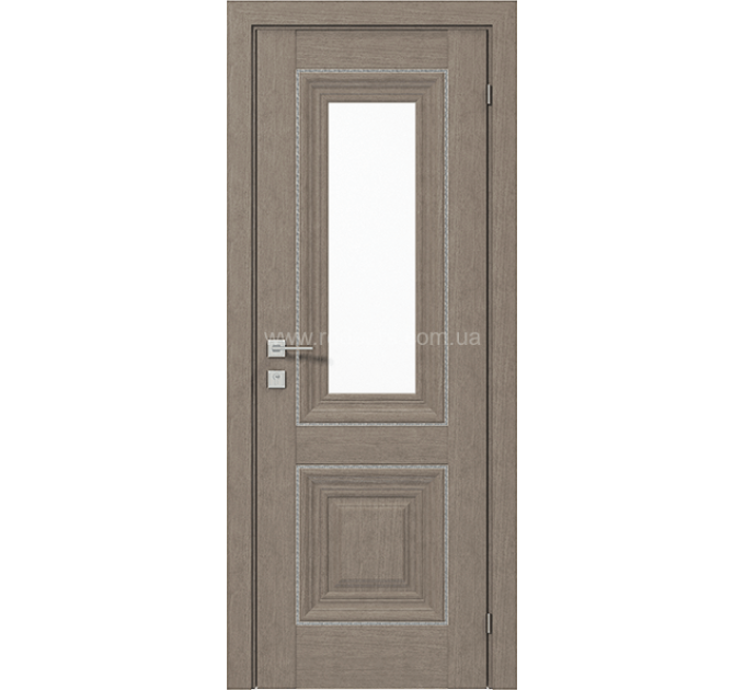 Межкомнатные двери с ПВХ покрытием Versal Esmi со стеклом 1 с молдингом SMALL хром (Esmi-G1m-SMALL-Chr)