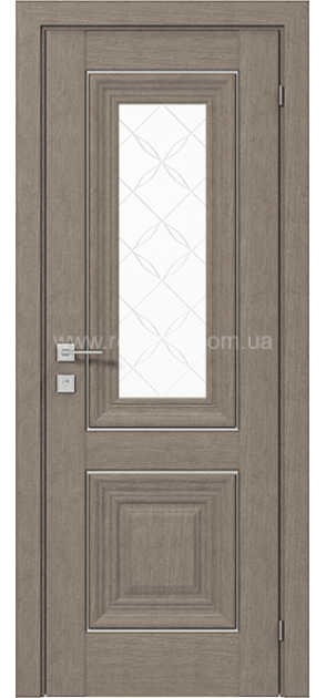 Межкомнатные двери с ПВХ покрытием Versal Esmi со стеклом 2 с молдингом Basic хром (Esmi-G2m-Basic-Chr)