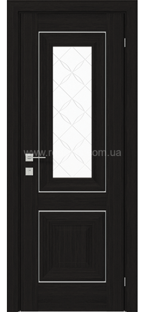 Міжкімнатні двері з ПВХ покриттям Versal Esmi зі склом 2 з молдингом Basic хром (Esmi-G2m-Basic-Chr)