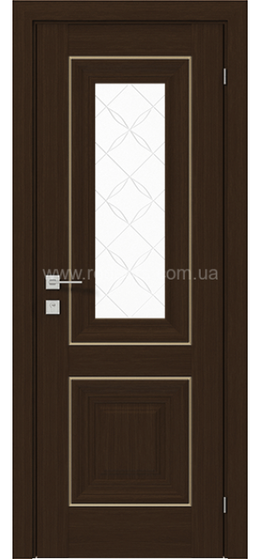 Міжкімнатні двері з ПВХ покриттям Versal Esmi зі склом 2 з молдингом Basic золото (Esmi-G2m-Basic-Gold)