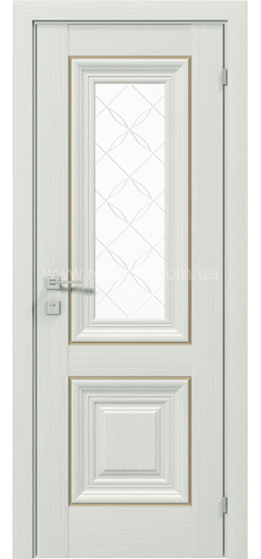Межкомнатные двери с ПВХ покрытием Versal Esmi со стеклом 2 с молдингом Basic золото (Esmi-G2m-Basic-Gold)