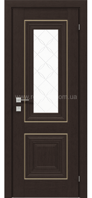 Межкомнатные двери с ПВХ покрытием Versal Esmi со стеклом 2 с молдингом Basic золото (Esmi-G2m-Basic-Gold)