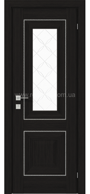 Міжкімнатні двері з ПВХ покриттям Versal Esmi зі склом 2 з молдингом SMALL хром (Esmi-G2m-SMALL-Chr)