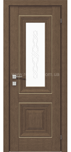 Межкомнатные двери с ПВХ покрытием Versal Esmi со стеклом 3 с молдингом Basic золото (Esmi-G3m-Basic-Gold)