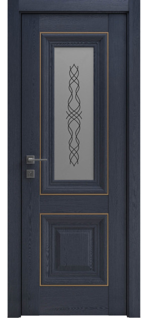 Міжкімнатні двері з ПВХ покриттям Versal Esmi зі склом 3 з молдингом Basic золото (Esmi-G3m-Basic-Gold)