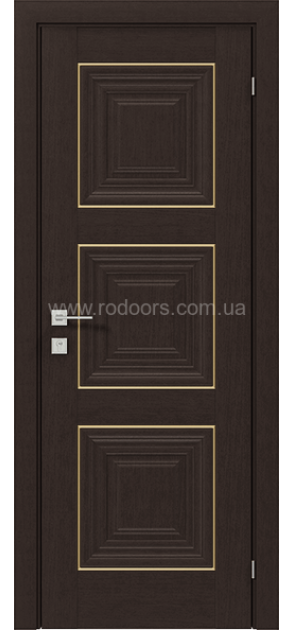 Межкомнатные двери с ПВХ покрытием Versal Irida глухие с молдингом Basic золото (Irida-Hm-Basic-Gold)