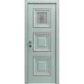 Міжкімнатні двері з ПВХ покриттям Versal Irida зі склом 1 з молдингом Basic золото (Irida-G1m-Basic-Gold)