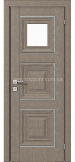 Міжкімнатні двері з ПВХ покриттям Versal Irida зі склом 3 з молдингом Small хром (Irida-G1m-Small-Chr)