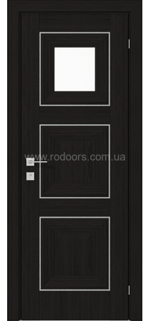 Міжкімнатні двері з ПВХ покриттям Versal Irida зі склом 3 з молдингом Small хром (Irida-G1m-Small-Chr)