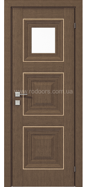 Міжкімнатні двері з ПВХ покриттям Versal Irida зі склом 3 з молдингом Small золото (Irida-G1m-Small-Gold)