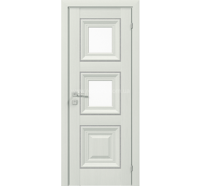 Міжкімнатні двері з ПВХ покриттям Versal Irida зі склом 3 з молдингом Small хром (Irida-G2m-Small-Chr)