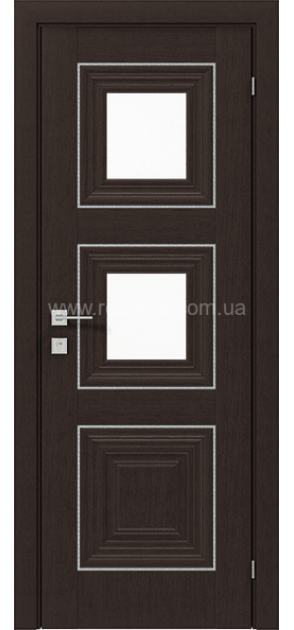 Межкомнатные двери с ПВХ покрытием Versal Irida со стеклом 3 с молдингом Small хром (Irida-G2m-Small-Chr)