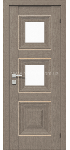 Міжкімнатні двері з ПВХ покриттям Versal Irida зі склом 3 з молдингом Small золото (Irida-G2m-Small-Gold)