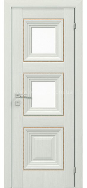 Міжкімнатні двері з ПВХ покриттям Versal Irida зі склом 3 з молдингом Small золото (Irida-G2m-Small-Gold)