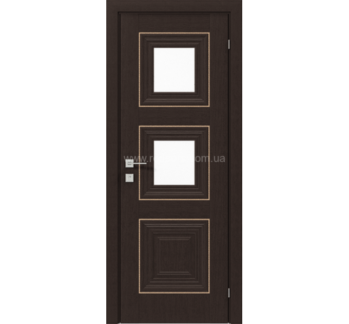 Межкомнатные двери с ПВХ покрытием Versal Irida со стеклом 3 с молдингом Small золото (Irida-G2m-Small-Gold)