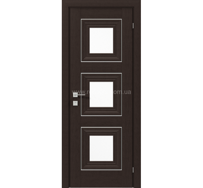Межкомнатные двери с ПВХ покрытием Versal Irida со стеклом 3 с молдингом Basic хром (Irida-G3m-Basic-Chr)