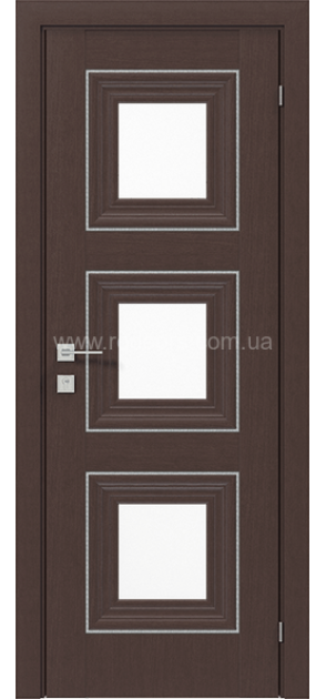 Міжкімнатні двері з ПВХ покриттям Versal Irida зі склом 3 з молдингом Small хром (Irida-G3m-Small-Chr)