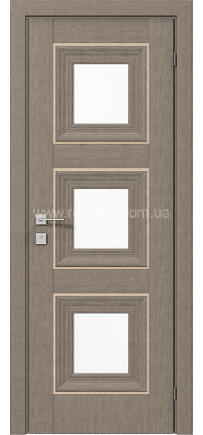 Міжкімнатні двері з ПВХ покриттям Versal Irida зі склом 3 з молдингом Small золото (Irida-G3m-Small-Gold)