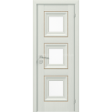 Міжкімнатні двері з ПВХ покриттям Versal Irida зі склом 3 з молдингом Small золото (Irida-G3m-Small-Gold)