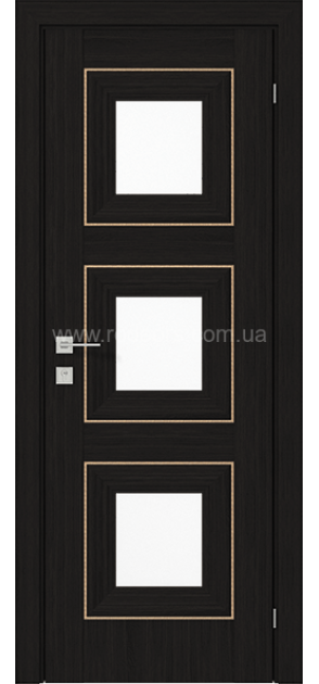 Межкомнатные двери с ПВХ покрытием Versal Irida со стеклом 3 с молдингом Small золото (Irida-G3m-Small-Gold)